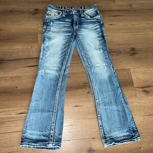 Rock Revival Distressed Blue Flare Jeans